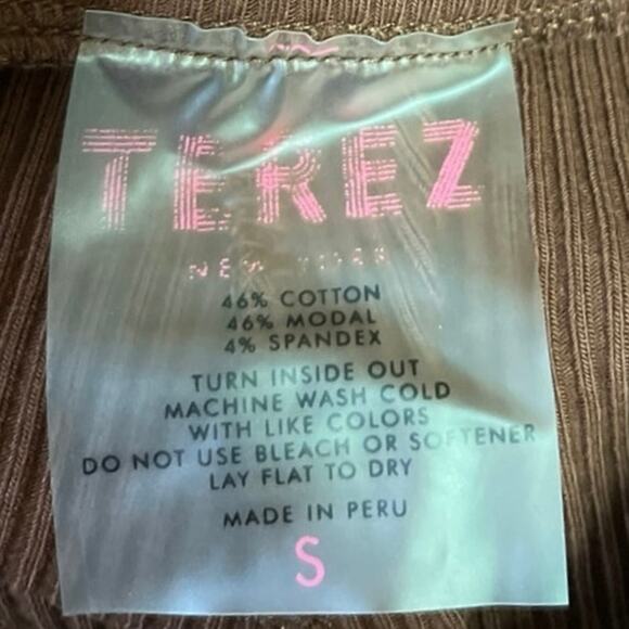 Terez Brown High Rise Pull On Stretch Knit Button Hem Wide Leg Pants Size S - Picture 4 of 4